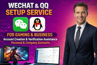 setup wechat and qq accounts for gaming, business, or marketing professionally