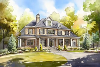 create a custom watercolor house