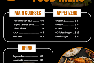 create modern and attractive food menu design