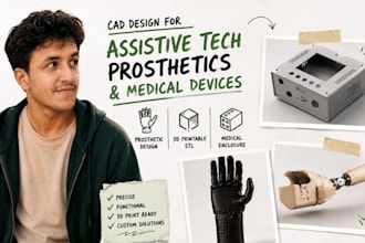 assistive tech cad, 3d printable prosthetic stl, medical enclosure cad stl