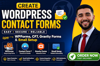 create wordpress contact forms using wpforms, cf7 gravity forms and email setup