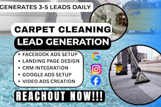 carpet cleaning leads, carpet cleaning facebook ads, google ads, video ads