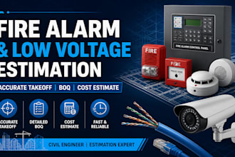 provide fire alarm and low voltage takeoff boq cost estimation