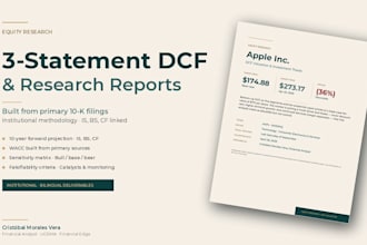 build a dcf model and equity research report for any large cap stock