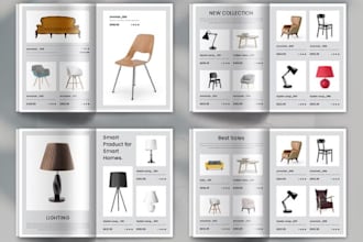 design marketing sales b2b product catalog for interior, home decor furniture