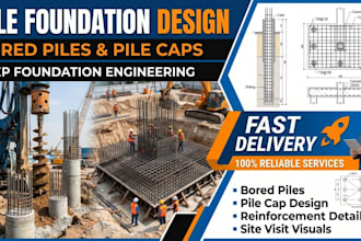 design pile foundation, pile cap and deep foundation with geotechnical analysis