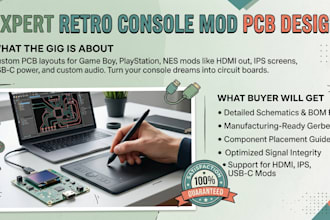 design retro console mod pcb for gameboy playstation nes with hdmi ips and usb c