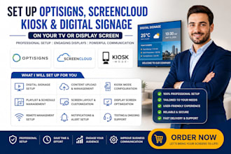 set up optisigns screencloud kiosk digital signage on your TV or display screen