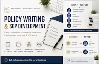 write clear, professional policy documents and sops