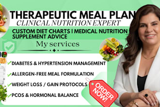 create therapeutic,clinical, meal plans, medical nutrition, diet charts
