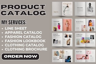 design product catalog, fashion lookbook, line sheet, brochure clothing brands