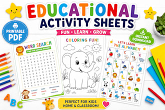 create kids font educational printable activity sheet words search coloring book