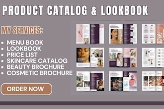 design product catalog, lookbook, menu price list for skincare, beauty brochure