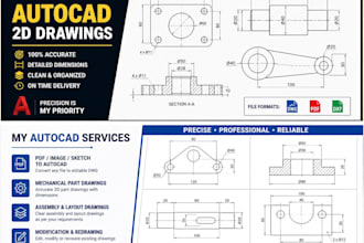 create precise all layouts and aufacturing autocad 2d drawings for cnc machine