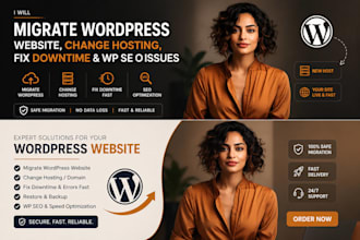 migrate wordpress website, change hosting, fix downtime and wp seo website issue