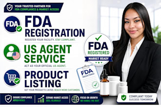 do fda registration, US agent service, and product listing
