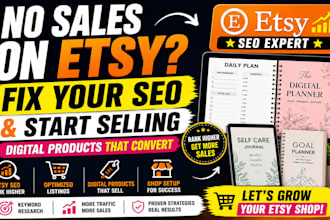 create etsy digital products and optimise etsy shop seo listings