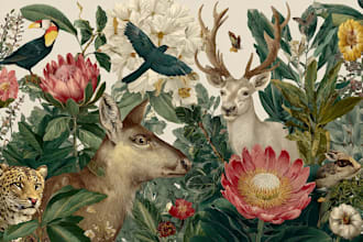 draw an animal and botanical illustration