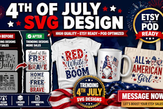 do etsy shop independence day svg cut file design, 4th of july print on demand