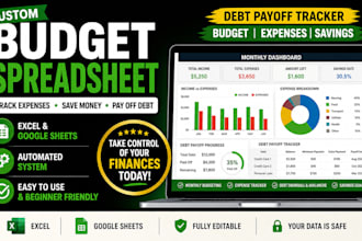 design a budget spreadsheet debt payoff, expense tracker in google sheets