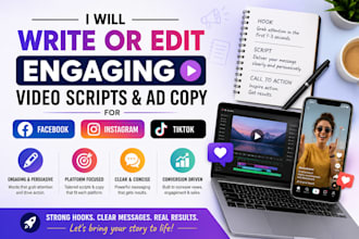 write or edit engaging video scripts and ad copy for facebook, instagram, tiktok