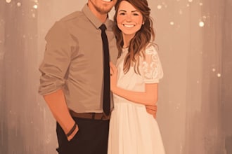 draw cute couple portraits