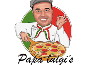 do custom pizza, chef, restaurant and cartoon logo for your business