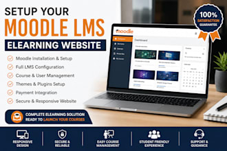 set up moodle lms website, elearning platform and online course installation
