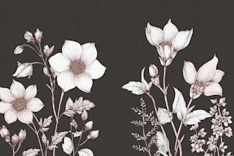 create elegant minimalist botanical line art illustrations