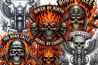 design high quality skull biker motorcycle logo