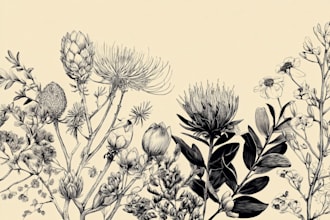 draw modern floral and botanical line art for branding