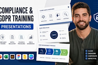 compliance PPT design, gdpr training slides, regulatory deck, pitch ppt