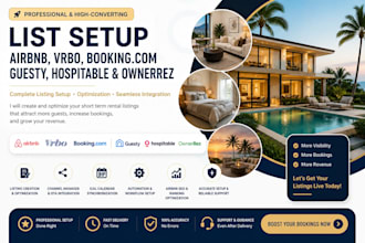 list setup airbnb, vrbo, booking com guesty hospitable and ownerrez account