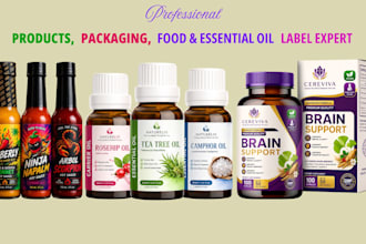 design products label, food label, bottle label , oil label