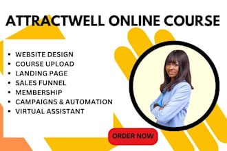 setup attractwell online course, attractwell website design, landing page