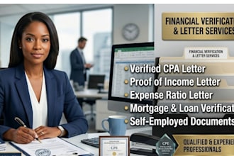 write verified CPA letter, income letter, expense ratio letter, mortgage letter