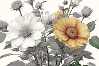 create elegant botanical line art illustrations for branding and prints