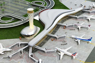 design modern 3d airport terminal master plan and aviation architecture