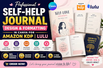 do self help journal design and formatting in canva for amazon KDP, lulu