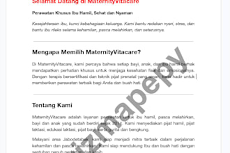 indonesian SEO landing page as your copywriter