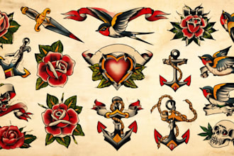 create awesome old school tattoo style design