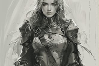 draw character art and fantasy character sketch