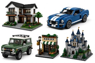 create custom 3d lego style models of vehicles, buildings, and miniatures