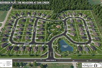 render 3d site plan, town plan, plat map,  plot plan and lot subdivision