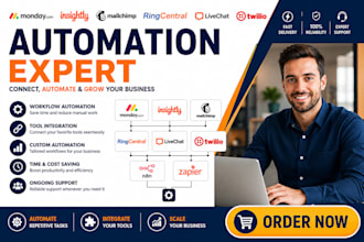 monday insightly mailchimp ringcentral livechat twilio n8n zapier automation