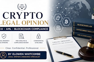 provide legal opinion for crypto project, legal research, blockchain, ico, aml