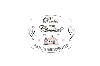 design rococo shabby chic tea salon logo chocolate