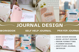 design a professional journal, planner, or notebook interior for KDP