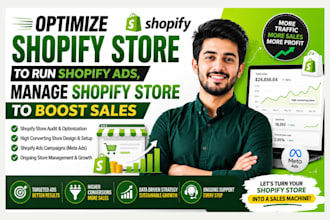 optimize shopify store to run shopify ads, manage shopify store to boost sales