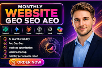 monthly GEO SEO aeo optimization rank website in google chatgpt gemini